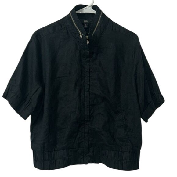 Mossimo Linen Black Crop Zipper Jacket(Size XL) - Picture 3 of 8